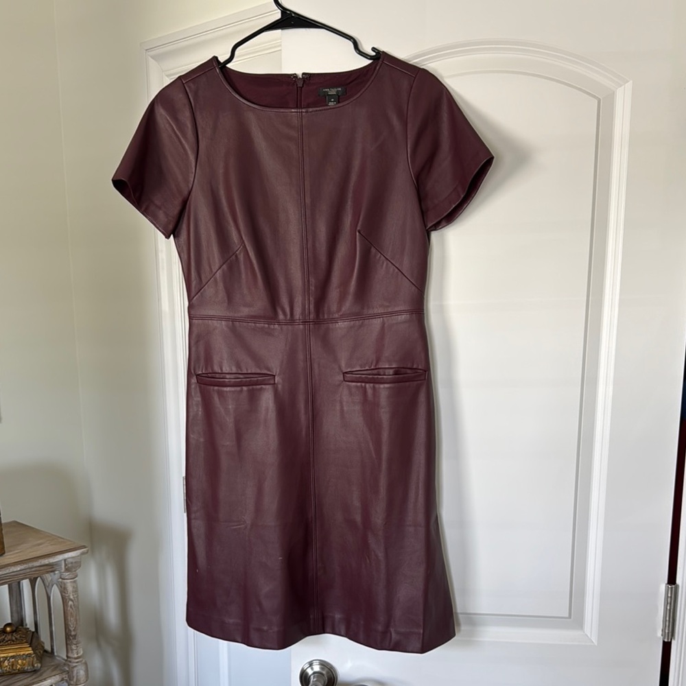 Ann Taylor Factory Red Sheath Mini Dress Crew Neck